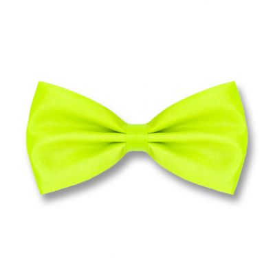 Green Yellow Polyester Solid Skinny Bow Tie