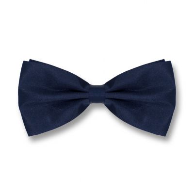Midnight Blue Polyester Solid Skinny Bow Tie