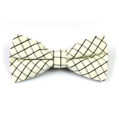 Black and SeaShell Cotton Checkered Butterfly Bow Tie