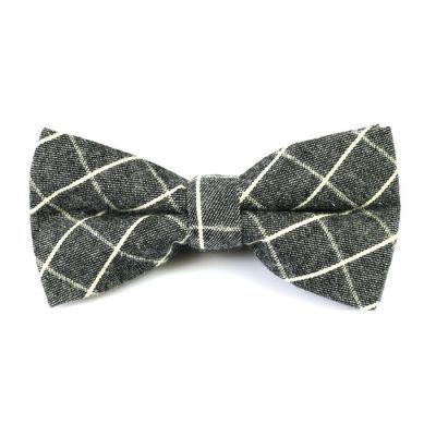 SeaShell and Black Cotton Checkered Butterfly Bow Tie
