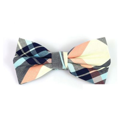 Night, SeaShell, Mint green and Brown Sugar Cotton Plaid Butterfly Bow Tie