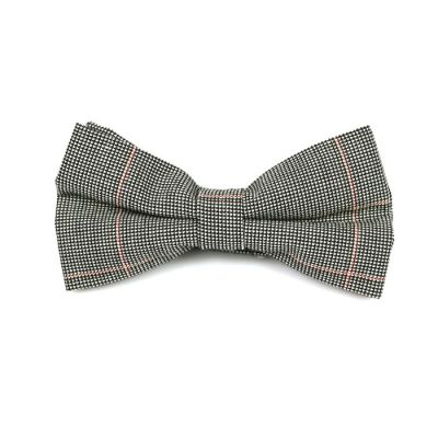 Black, SeaShell and Rose Gold Cotton Checkered Butterfly Bow Tie
