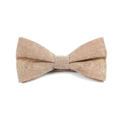 Champagne Polyester Solid Butterfly Bow Tie