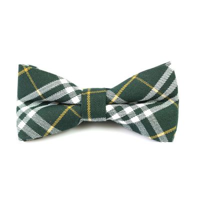 Dark Forest Green, Orange and White Cotton Plaid Butterfly Bow Tie