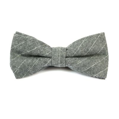 Gray Cloud and SeaShell Cotton Striped Butterfly Bow Tie