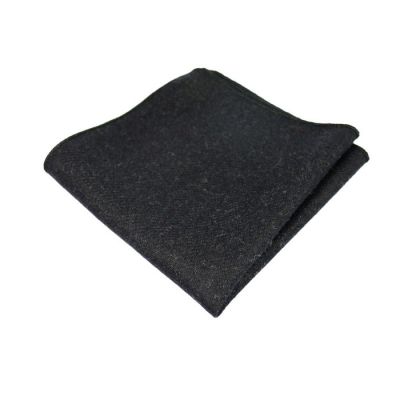 Black Cotton Solid Pocket Square