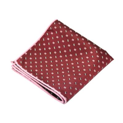 Hot Pink, Cranberry, Platinum and Black Polyester Novelty Pocket Square
