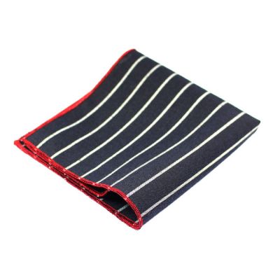 Gunmetal, Gray, Platinum and Love Red Polyester Striped Pocket Square