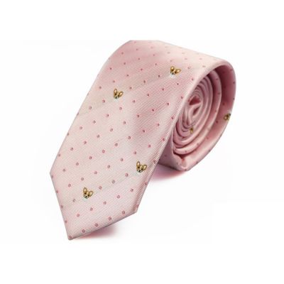 6cm Deep Peach, Bean Red, School Bus Yellow, Night and White Polyester Polka Dot Skinny Tie