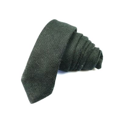 5cm Dark Forest Green Cotton Plaid Skinny Tie
