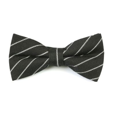 Black and White Cotton Striped Butterfly Bow Tie