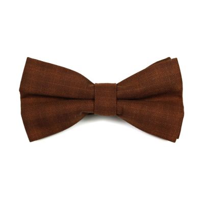 Brown Cotton Plaid Butterfly Bow Tie