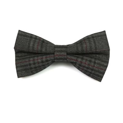 Dark Slate Grey, Brown and Night Cotton Plaid Butterfly Bow Tie
