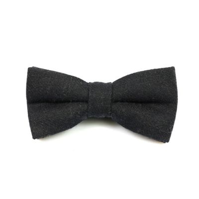 Black Cotton Solid Butterfly Bow Tie