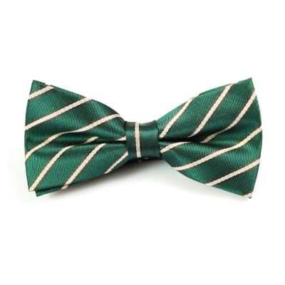 Sea Turtle Green and SeaShell Polyester Striped Butterfly Bow Tie