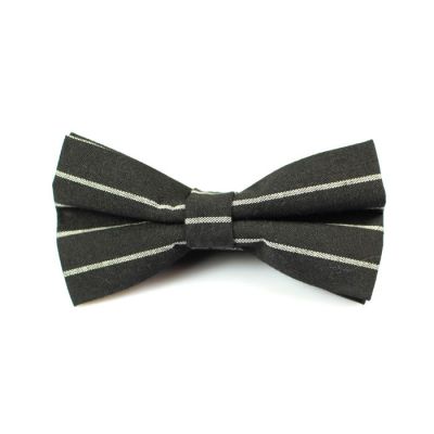 Dark Slate Grey and Slate Blue Polyester Striped Butterfly Bow Tie