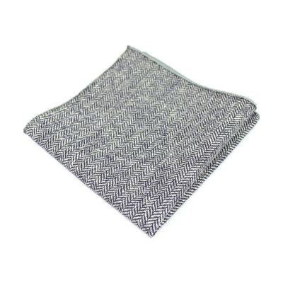 Platinum and Gray Dolphin Cotton Striped Pocket Square