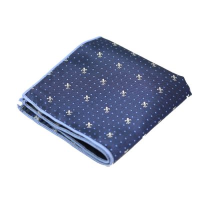 Midnight Blue, SeaShell and Columbia Blue Polyester Novelty Pocket Square