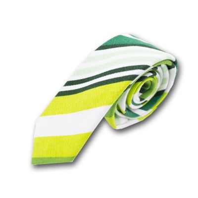 5cm Green, Tea Green, Pine Green, Dark Forest Green, Light Jade and White Polyester Striped Skinny Tie
