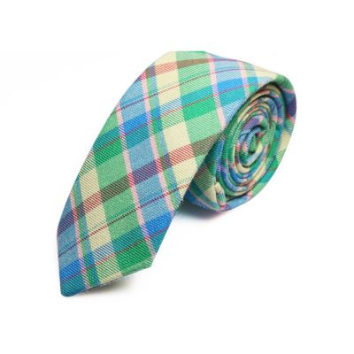 5cm Bean Red, Crystal Blue, Taupe, White, Tiffany Blue and Jade Green Cotton Plaid Skinny Tie
