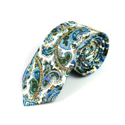 6cm SeaShell, Blue Dress, Dark Forest Green and Champagne Cotton Paisley Skinny Tie