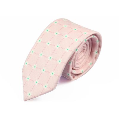 6cm Pink Bubblegum, Mint green and White Cotton Floral Skinny Tie