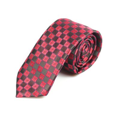 6cm Midnight and Black Cat Polyester Checkered Skinny Tie