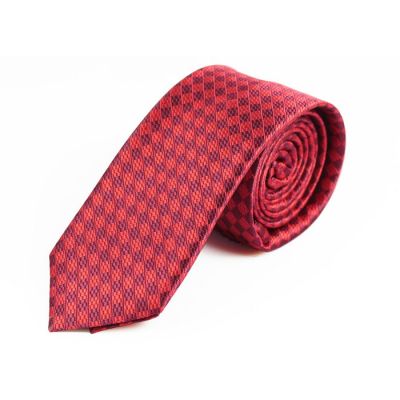 6cm Puce and Burgundy Polyester Striped Skinny Tie